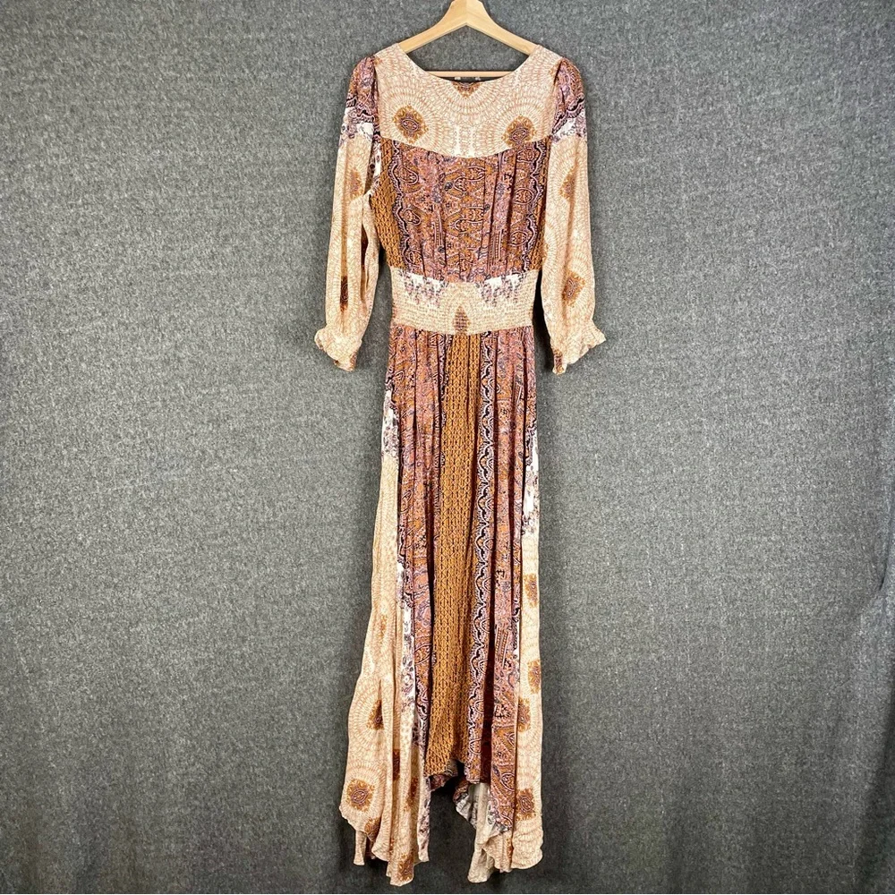 Free People L Mexicali Rose Maxi Dress Boho Peasant Featival Whimsi Renaissance - Picture 3 of 14